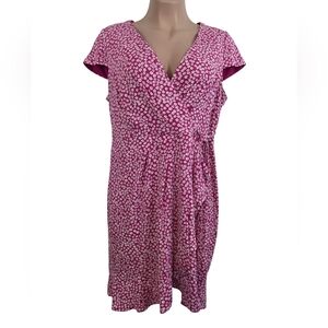 Jessica Howard Pink White Floral Texture Faux Wrap Spring Dress New With Tags